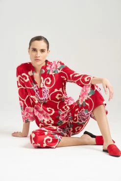 Saz Scroll PJ 31 Saz Scroll PJ -Natori Sales Shop Saz Scroll PJ Brocade Red Multi by N Natori 5 06831.1692804212