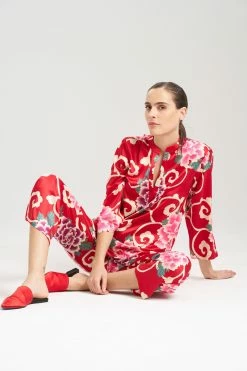 Saz Scroll PJ 28 Saz Scroll PJ -Natori Sales Shop Saz Scroll PJ Brocade Red Multi by N Natori 7 67635.1692804210