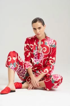 Saz Scroll PJ 35 Saz Scroll PJ -Natori Sales Shop Saz Scroll PJ Brocade Red Multi by N Natori 8 67859.1692804214