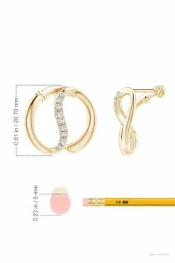 Shangri-La Yin-Yang 14K Gold And Diamond Medium Button Stud Earrings -Natori Sales Shop Shangri La 14K Yellow Gold Yin Yang Diamond 22mm Button Stud Earrings by Natori 5 44139.1628876609