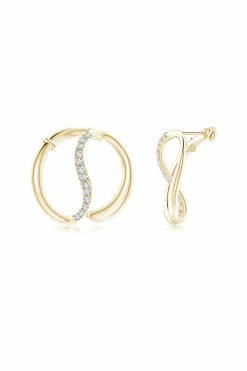 Shangri-La Yin-Yang 14K Gold And Diamond Large Button Stud Earrings