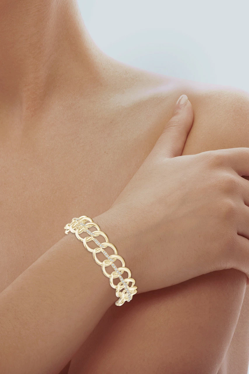 Shangri-La Yin-Yang 14K Gold And Diamond Link Bracelet 4 Shangri-La Yin-Yang 14K Gold And Diamond Link Bracelet - Image 4