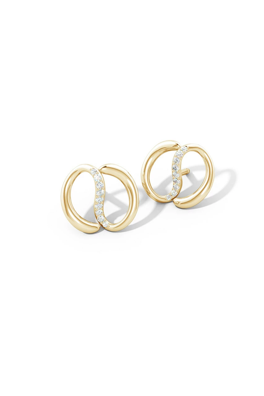 Shangri-La Yin-Yang 14K Gold Diamond Stud Earrings 2 Shangri-La Yin-Yang 14K Gold Diamond Stud Earrings - Image 2