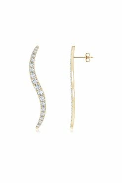 Shangri-La Brushstroke 14k Gold And Diamond Stud Earrings