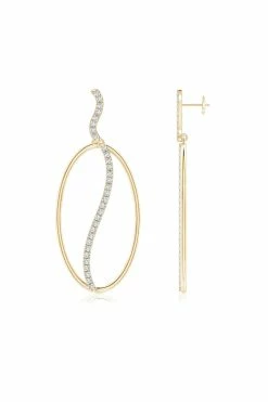 Shangri-La Elliptical Yin-Yang 14K Gold And Diamond Dangle Earrings