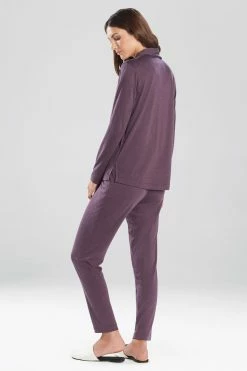 Shangri-La TENCEL™ Long Sleeve Notch PJ 27 Shangri-La TENCEL™ Long Sleeve Notch PJ -Natori Sales Shop Shangri La Long Sleeve Notch PJ Heather Dark Plum by Natori 2 09582.1626903175