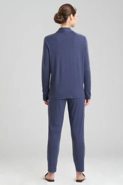 Shangri-La TENCEL™ Long Sleeve Notch PJ 31 Shangri-La TENCEL™ Long Sleeve Notch PJ -Natori Sales Shop Shangri La Long Sleeve Notch PJ Heather Night Blue by Natori 2 53089.1643817480