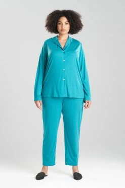 Shangri-La TENCEL™ Long Sleeve Notch PJ 39 Shangri-La TENCEL™ Long Sleeve Notch PJ -Natori Sales Shop Shangri La Long Sleeve Notch PJ Vivid Teal by Natori 3 52086.1660080831