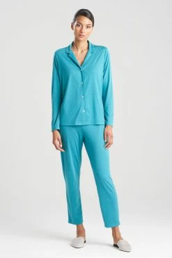 Shangri-La TENCEL™ Long Sleeve Notch PJ 34 Shangri-La TENCEL™ Long Sleeve Notch PJ -Natori Sales Shop Shangri La Long Sleeve Notch PJ Vivid Teal by Natori 55234.1660080589