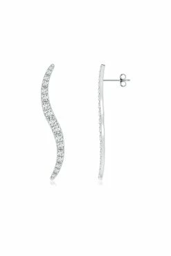Shangri-La Brushstroke 14k Gold And Diamond Stud Earrings -Natori Sales Shop Shangri La Brushstroke 14k White Gold and Diamond Stud Earrings by Natori 72005.1629988114