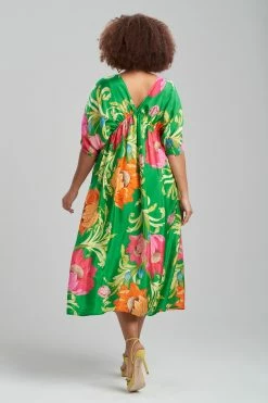 Shinjo Obi Silk Kimono Dress -Natori Sales Shop Shinjo Obi Silk Kimono Dress Green Multi by Natori 5 77780.1674769126