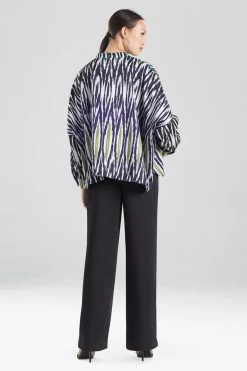 Shirin-Ombre Satin Caftan Blouse -Natori Sales Shop Shirin Ombre Satin Caftan Blouse Multi by Natori 2 19059.1625074604