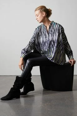 Shirin-Ombre Satin Caftan Blouse