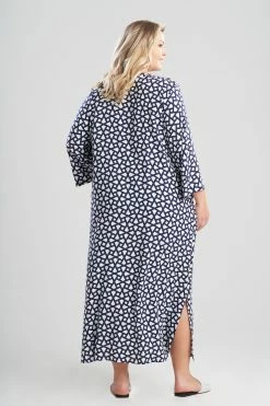 Soho Geo-Printed Challis Caftan -Natori Sales Shop Soho Geo Printed Challis Caftan Navy by N Natori 4 03577.1663164505