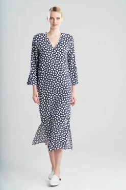 Soho Geo-Printed Challis Caftan -Natori Sales Shop Soho Geo Printed Challis Caftan Navy by N Natori 91899.1688987319