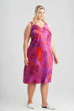 Soleil-Printed Matte Satin Gown -Natori Sales Shop Soleil Printed Matte Satin Gown Purple Combo by N Natori 3 77692.1648762627