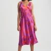 Soleil-Printed Matte Satin Gown
