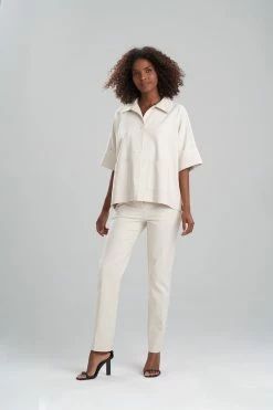 Stretch Cotton Blend Crop Jacket -Natori Sales Shop Stretch Cotton Blend Crop Jacket Ecru by Natori 43859.1640817126