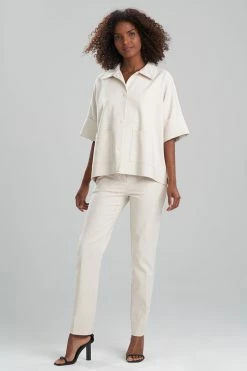 Stretch Cotton Blend Crop Jacket -Natori Sales Shop Stretch Cotton Blend Crop Jacket Ecru by Natori 81819.1640817125