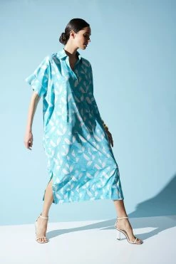 Sumi Short Sleeve Caftan -Natori Sales Shop Sumi Short Sleeve Caftan Aqua by N Natori 90026.1652963212