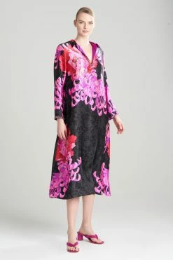 Sumida Charmeuse Beaded Silk Caftan -Natori Sales Shop Sumida Charmeuse Beaded Silk Caftan Black by JN 29585.1689695743
