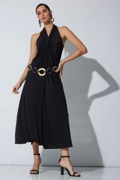 TENCEL™ Jersey Crossover Halter Dress -Natori Sales Shop TENCEL Jersey Crossover Halter Dress Black by Natori 30790.1674751522