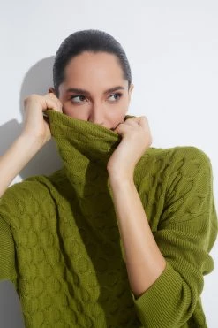 Textured Mandalay Turtleneck Wedge Top 12 Textured Mandalay Turtleneck Wedge Top -Natori Sales Shop TEXTURED MANDALAY TURTLENECK WEDGE TOP Olive by Natori 20118.1663954872