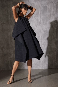 Taffeta Handkerchief Dress 8 Taffeta Handkerchief Dress -Natori Sales Shop Taffeta Handkerchief Midi Dress Black by Natori 2 15393.1686690680