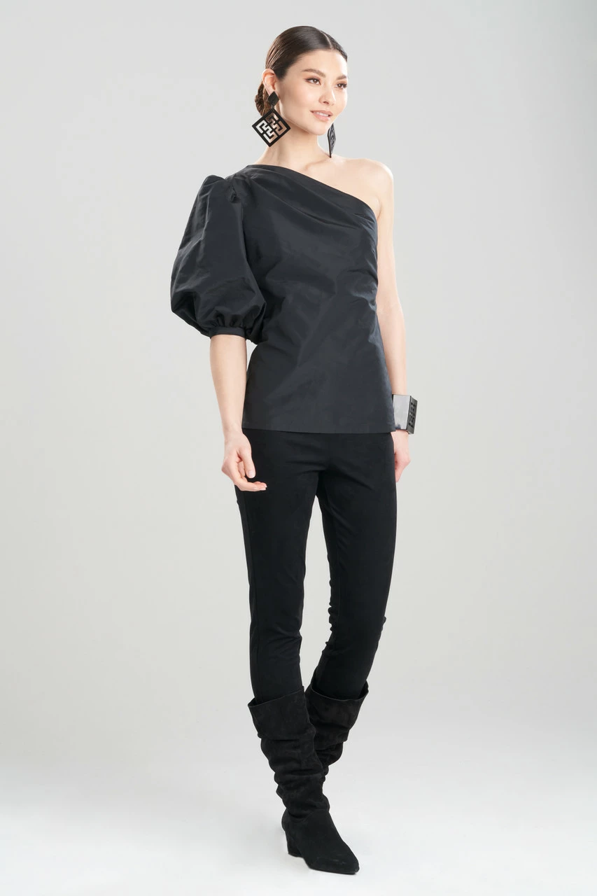 Taffeta One Shoulder Balloon Sleeve Top 1 Taffeta One Shoulder Balloon Sleeve Top