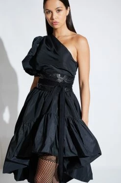 Taffeta Balloon Skirt -Natori Sales Shop Taffeta One Shoulder Balloon Sleeve Top Taffeta Balloon Skirt Black by Natori 09431.1663970127