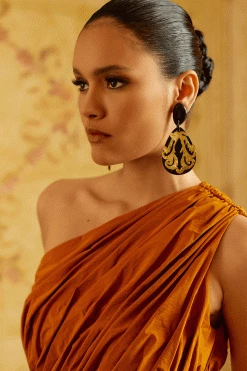 Taffeta One Shoulder Pleated Dress -Natori Sales Shop Taffeta One Shoulder Pleated Dress Amber by Natori 2 03664.1691154951