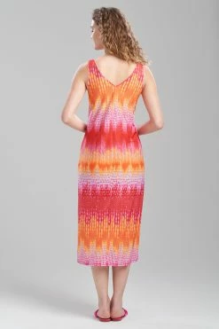 Tahiti V-Neck Gown -Natori Sales Shop Tahiti Gown Red Orange by N Natori 2 03563.1675436631