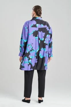 Taichou Cotton Silk Oversized Half Placket Shirt -Natori Sales Shop Taichou Cotton Silk Oversized Half Placket Shirt Lavender by Natori 4 56101.1668689715