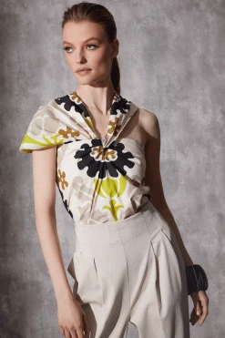 Talitha Cotton Poplin Asymmetrical Top -Natori Sales Shop Talitha Cotton Poplin Asymmetrical Top White Sand by Natorir 66530.1686689478