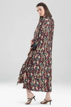 Tea Garden Caftan -Natori Sales Shop Tea Garden Caftan Black Multi by Natori 2 75304.1632257993