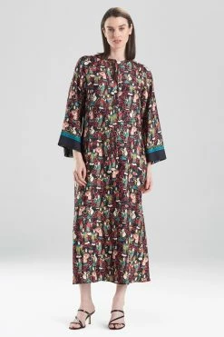 Tea Garden Caftan -Natori Sales Shop Tea Garden Caftan Black Multi by Natori 77862.1666381747