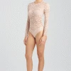 Temptation Sheer Allover Lace Long Sleeve Bodysuit