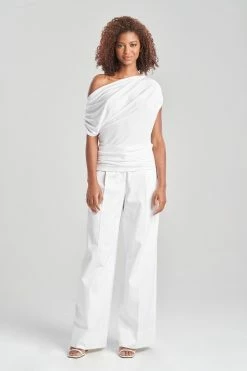 Tencel™ Asymmetrical Drape Top -Natori Sales Shop Tencel Asymmetrical Drape Top White by Natori 37133.1679954653