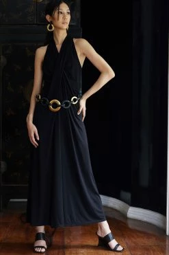 TENCEL™ Jersey Crossover Halter Dress -Natori Sales Shop Tencel Jersey Crossover Halter Dress Black by Natori 51913.1678810943