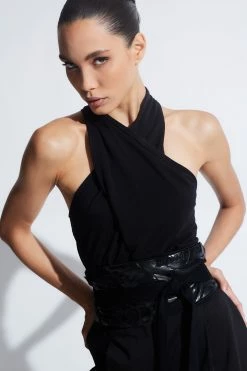 TENCEL™ Jersey Crossover Halter Tank -Natori Sales Shop Tencel Jersey Crossover Halter Tank Black by Natori 85511.1663953717