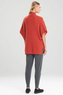 Umeda-Sweater Knit Topper 10 Umeda-Sweater Knit Topper -Natori Sales Shop Umeda Sweater Knit Poncho Top Cinnabarby Natori 2 93300.1640826483