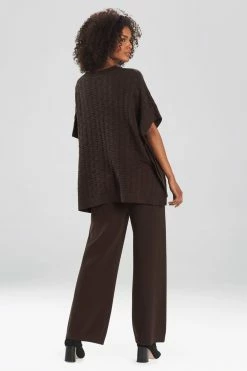 Umeda-Sweater Knit Poncho Top -Natori Sales Shop Umeda Sweater Knit Poncho Top Espresso by Natori 2 92389.1625007814