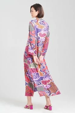 Uzu Mandarin Caftan -Natori Sales Shop Uzu Long Sleeve Caftan Purple Multi by Natori 2 73685.1675276095