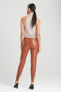 Vegan Leatherette Leggings -Natori Sales Shop Vegan Leatherette Leggings Cognac by Natori 2 23698.1661291656