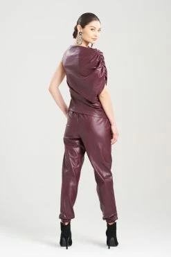 Vegan Luxe Lambskin Drape Top -Natori Sales Shop Vegan Luxe Lambskin Drape Top Bordeaux by Natori 2 85936.1689779181