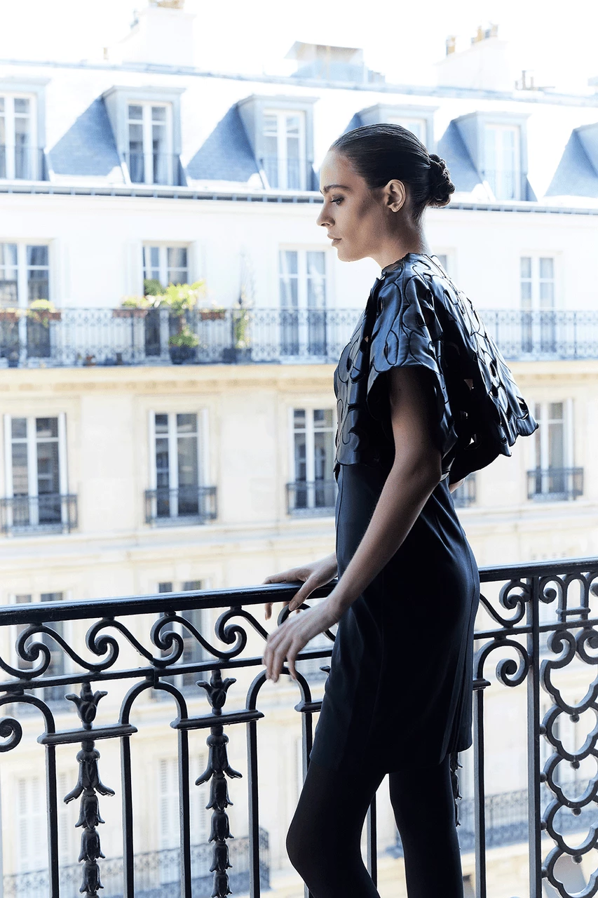 Vegan Luxe Lambskin Embroidered Scroll Bolero 4 Vegan Luxe Lambskin Embroidered Scroll Bolero - Image 4