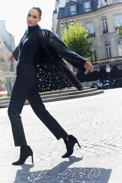 Vegan Luxe Lambskin Embroidered Scroll Coat -Natori Sales Shop Vegan Luxe Lambskin Embroidered Kimono Coat Black by Natori 3 42247.1691154471