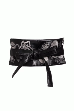 Vegan Luxe Lambskin Embroidered Obi Belt