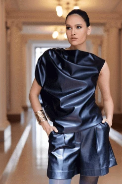 Vegan Luxe Lambskin Shorts -Natori Sales Shop Vegan Luxe Lambskin Shorts Black by Natori 21839.1690975187