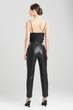 Vegan Luxe Lambskin Ankle Pants -Natori Sales Shop Vegan Luxe Leather Ankle Pants Black by Natori 2 76440.1659456446